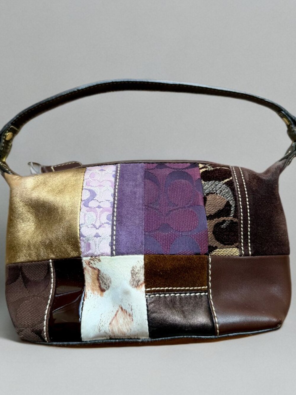 Coach Purple Leopard Patchwork Mini Bag